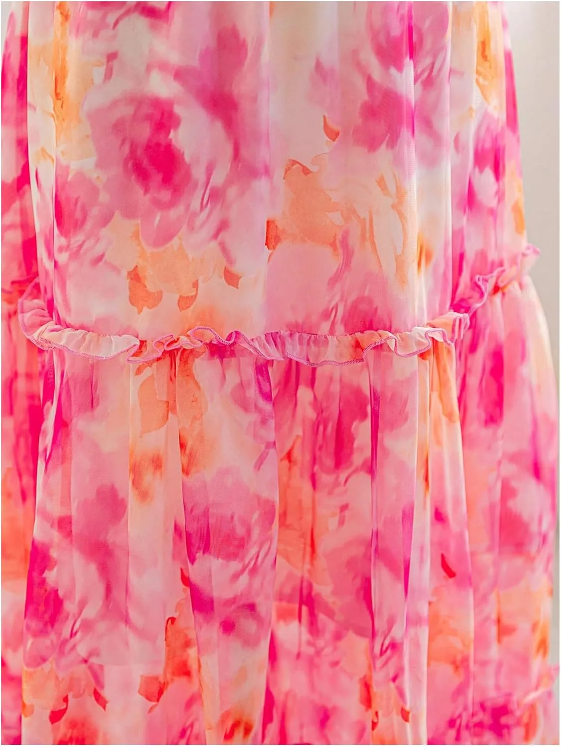 Verdusa Women's Floral Print Tiered Layered Long Skirt High Rise Ruffled Maxi Skirt