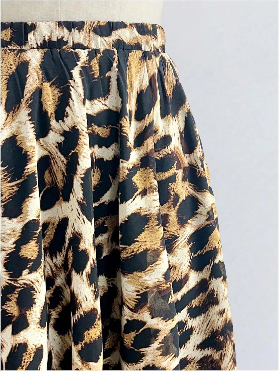 Verdusa Women's Leopard Print Skirt Y2k Goth High Waist Ruffled Pleated Flowy Long Skirts
