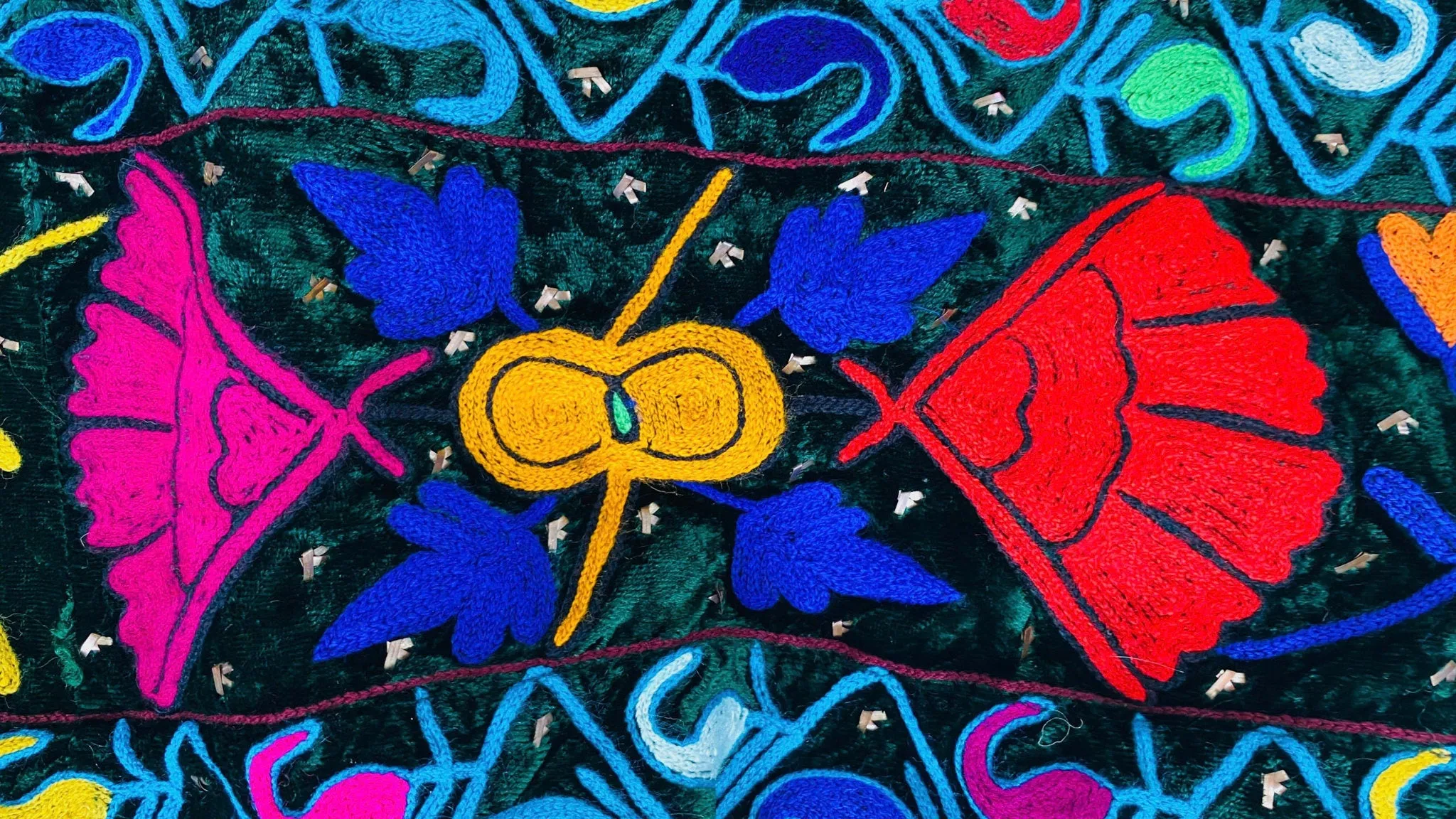 Vintage Uzbek Suzani Hand-Embroidered Cotton Mini Dress. XS-L
