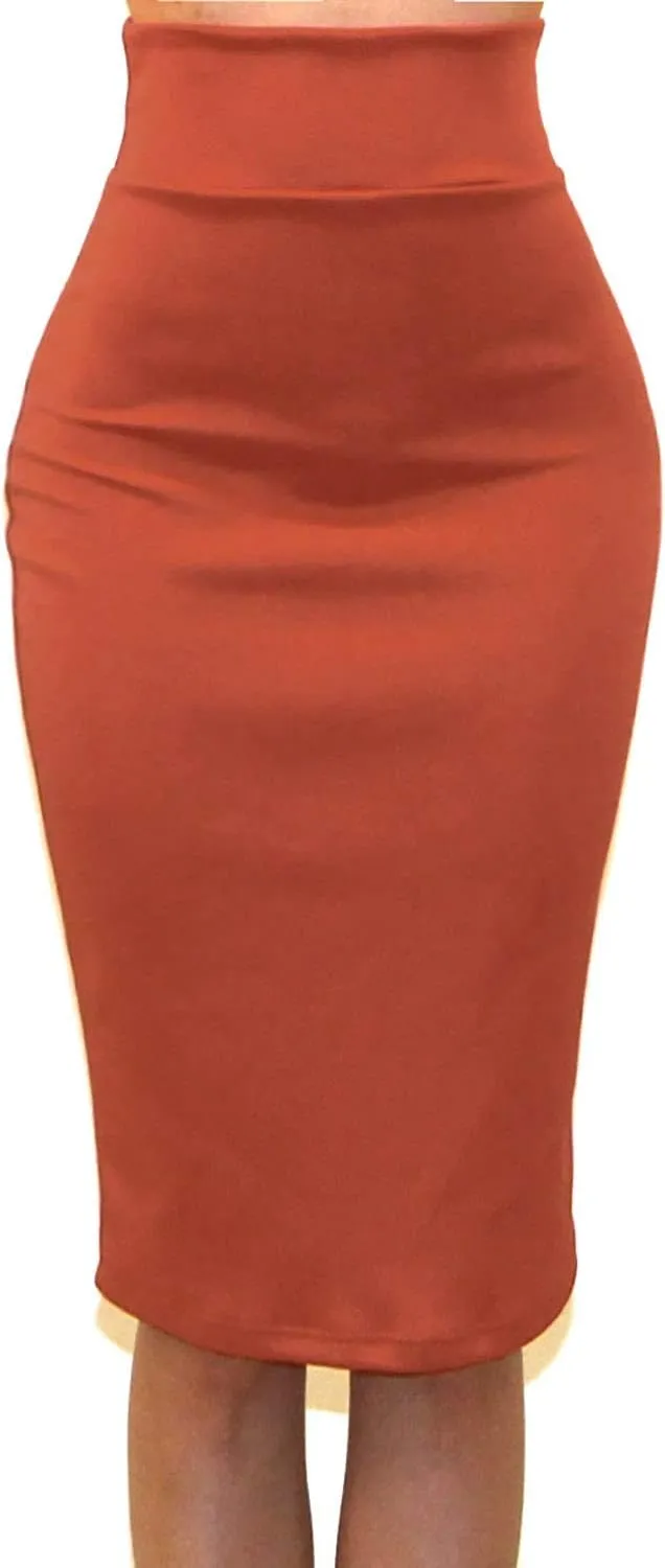 Vivicastle Women's USA High Waist Band Bodycon Career Office Midi Pencil Skirt