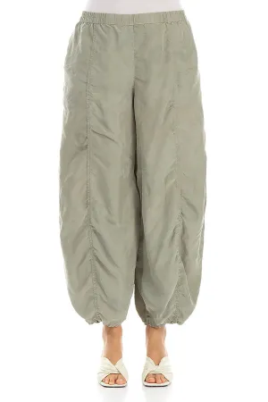 Wide Flower Pattern Forest Mist Silk Trousers