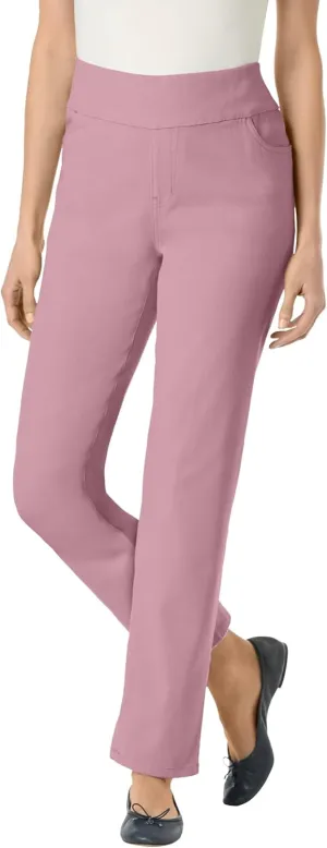 Woman Within Plus Size Flex-Fit Pull-On Straight-Leg Denim Jean