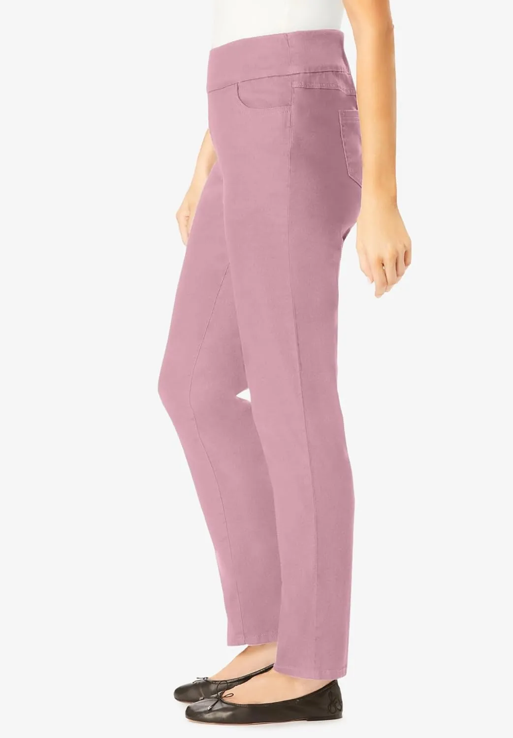 Woman Within Plus Size Flex-Fit Pull-On Straight-Leg Denim Jean