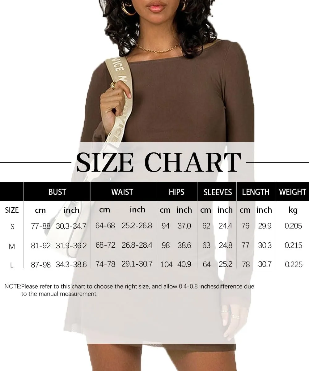 Women Long Sleeve Mini Dress Sexy Boat Neck Mesh Bell Sleeve Self Tie Back Sheer Backless Bodycon Y2k Short Dresses