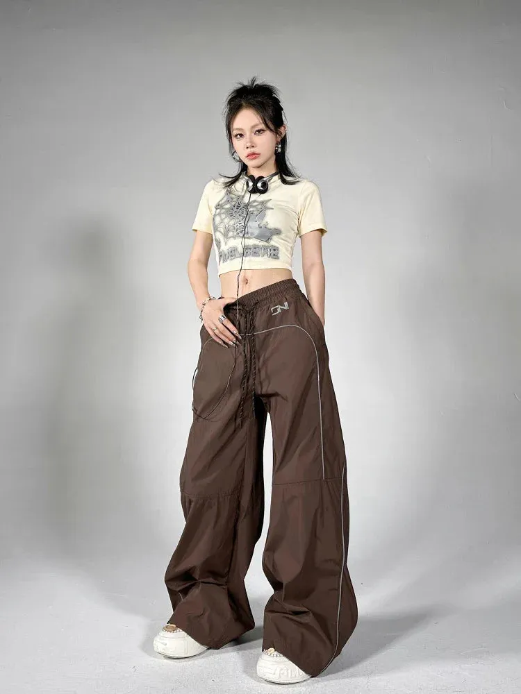 Women Reflective Stylish Stripe Baggy Sweatpants