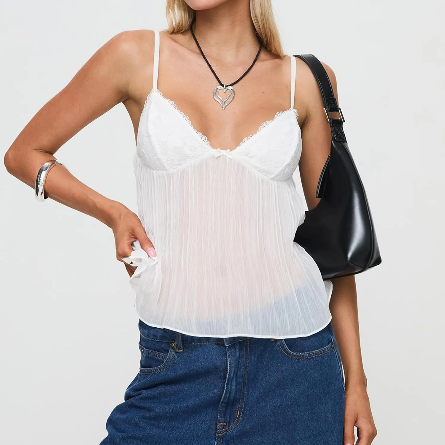 Women Summer Y2K Camisoles Sexy V-Neck Cute Ruffle Babydoll Spaghetti Strap Tank Bustier Going Out Tops