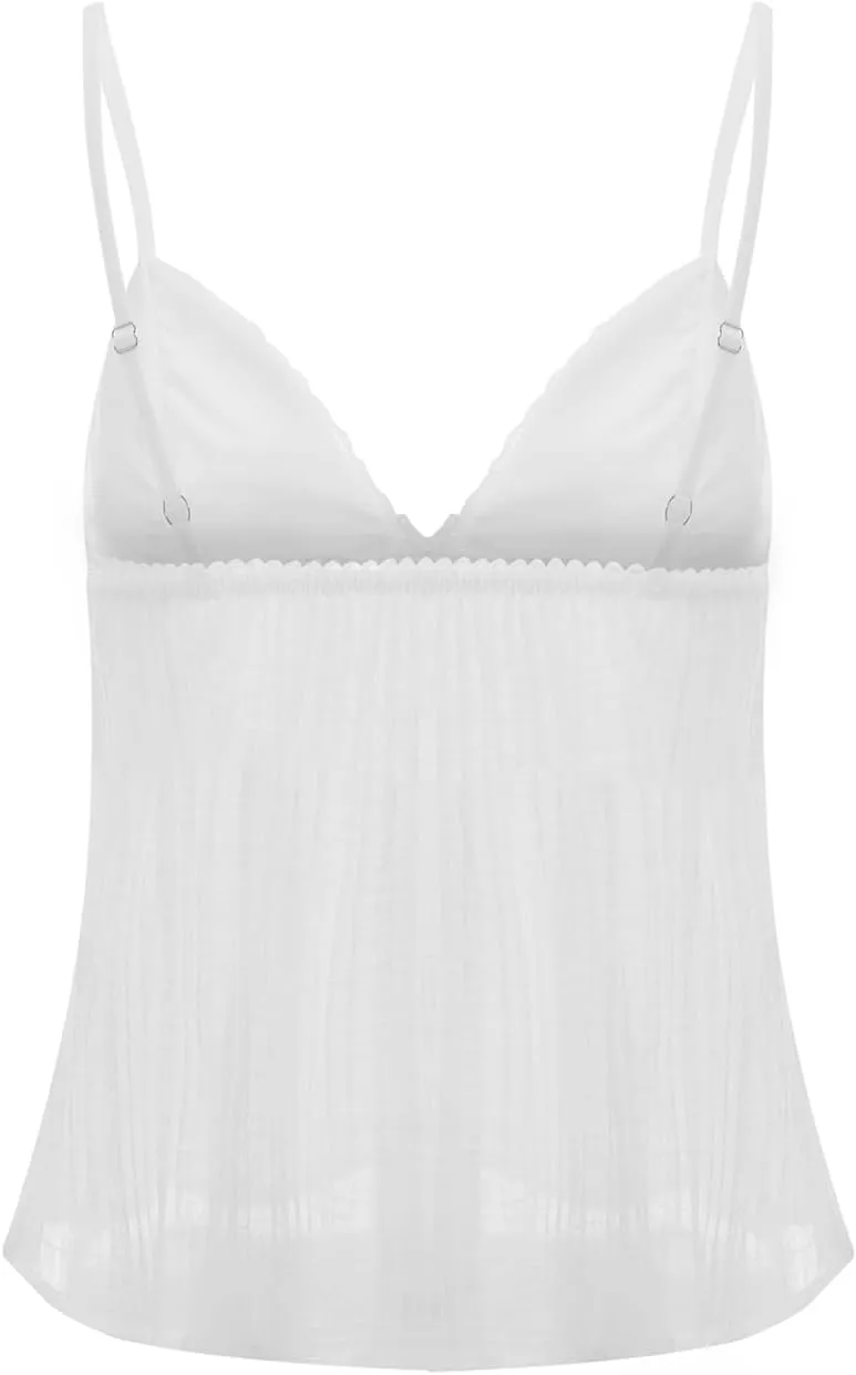 Women Summer Y2K Camisoles Sexy V-Neck Cute Ruffle Babydoll Spaghetti Strap Tank Bustier Going Out Tops