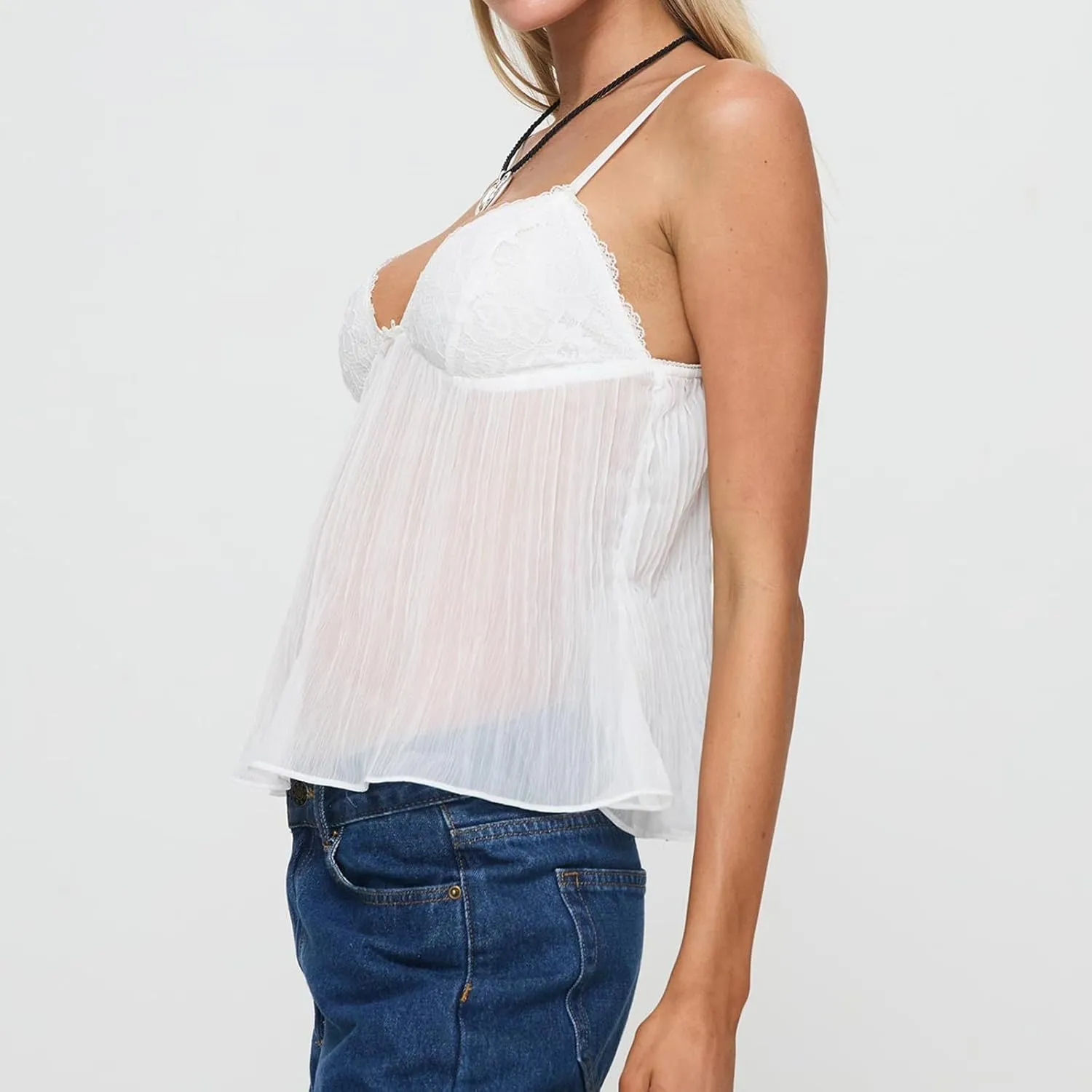 Women Summer Y2K Camisoles Sexy V-Neck Cute Ruffle Babydoll Spaghetti Strap Tank Bustier Going Out Tops