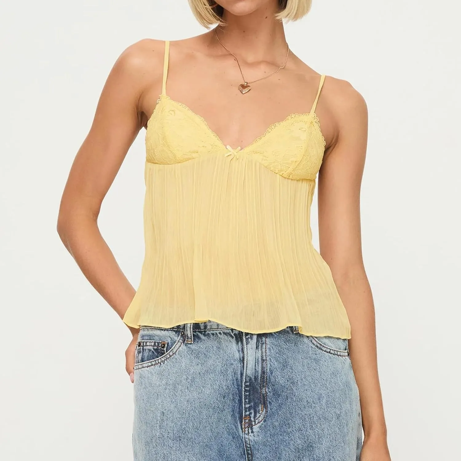 Women Summer Y2K Camisoles Sexy V-Neck Cute Ruffle Babydoll Spaghetti Strap Tank Bustier Going Out Tops