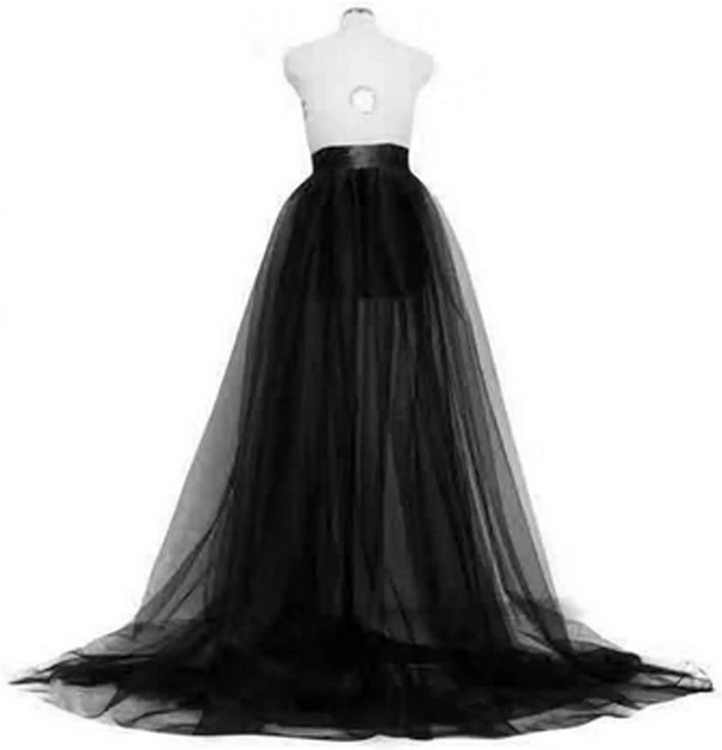 Women Tulle Tutu Long Skirts Party Prom Detachable Bandage Mesh Maxi Dress Overskirt Overlay Long Bridal Skirt