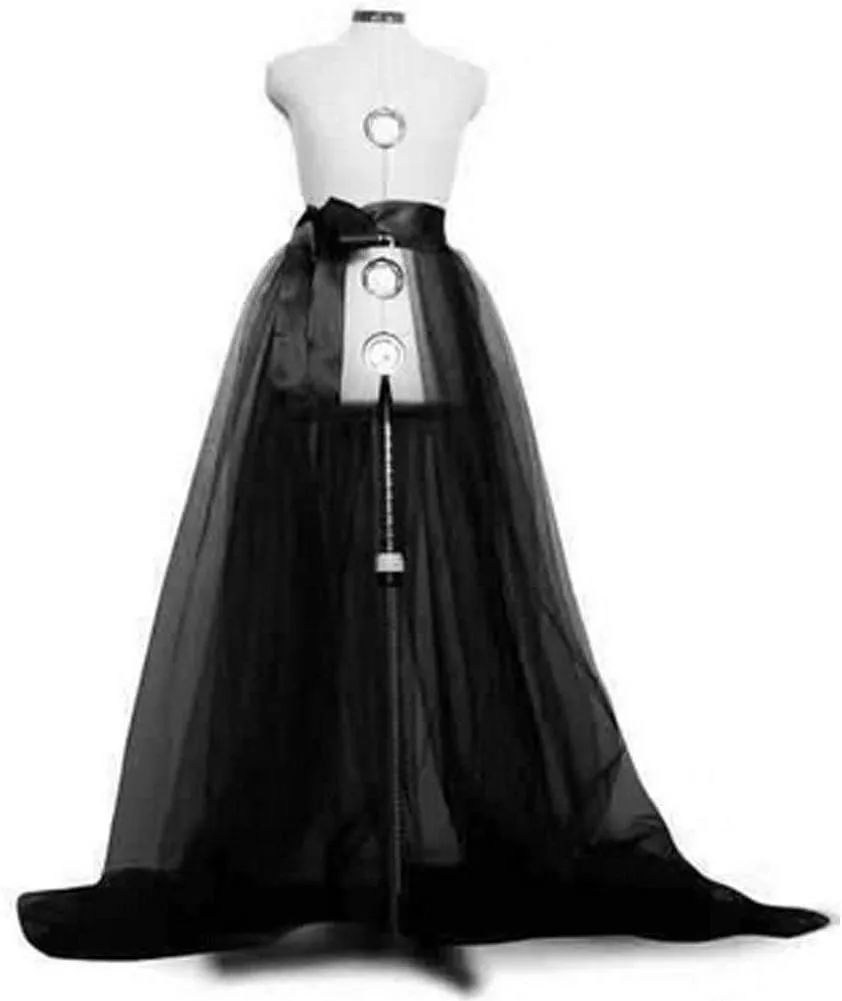 Women Tulle Tutu Long Skirts Party Prom Detachable Bandage Mesh Maxi Dress Overskirt Overlay Long Bridal Skirt