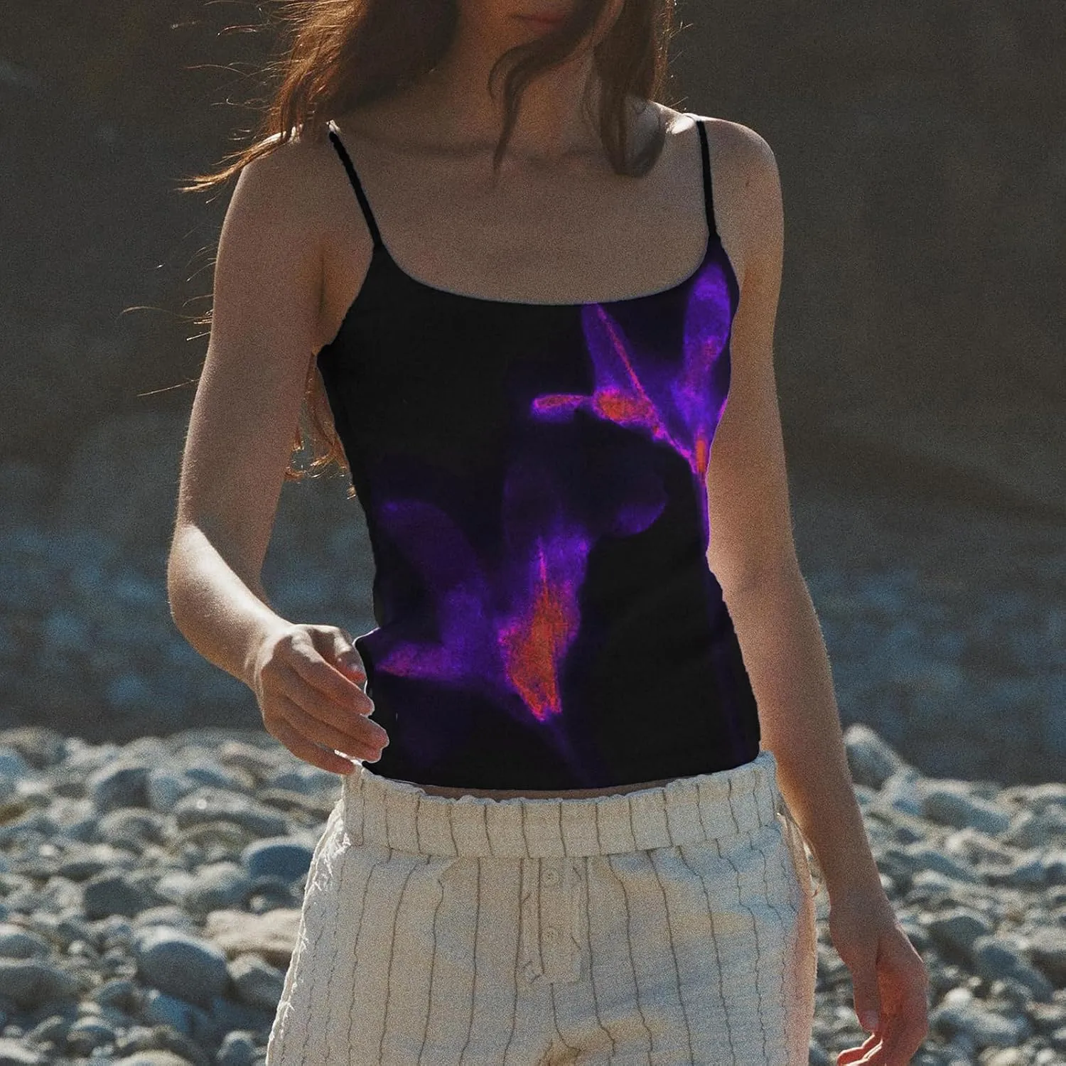 Women Y2k Floral Print Crop Tank Top Sleeveless Square Neck Aesthetic Graphic Camisoles Cute Going Out Cami Shirt