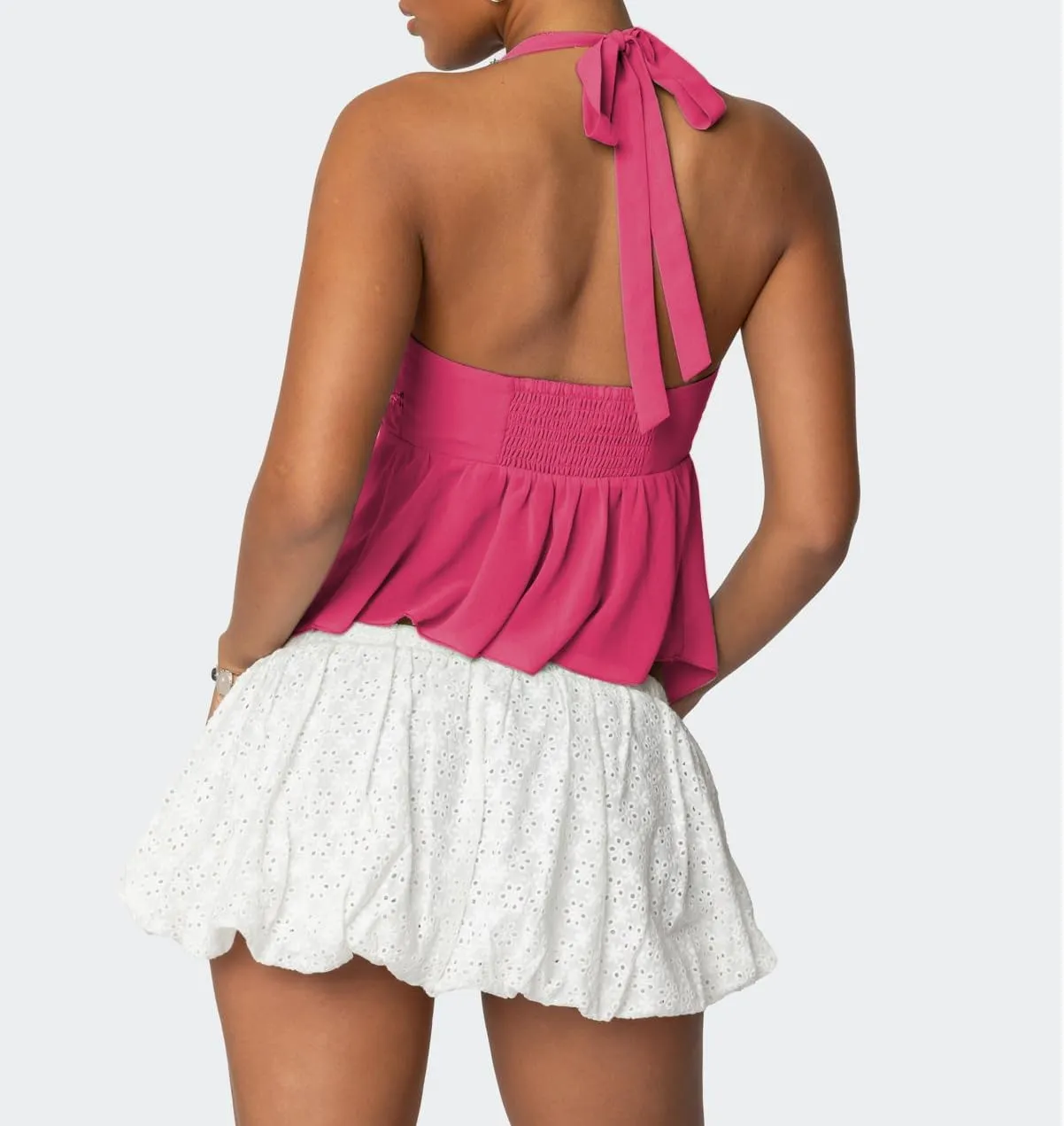 Women Y2K Sequin Cami Tops Sleeveless Scoop Neck Chiffon Patchwork Sparkly Halter Crop Top Split Front Glitter Tank