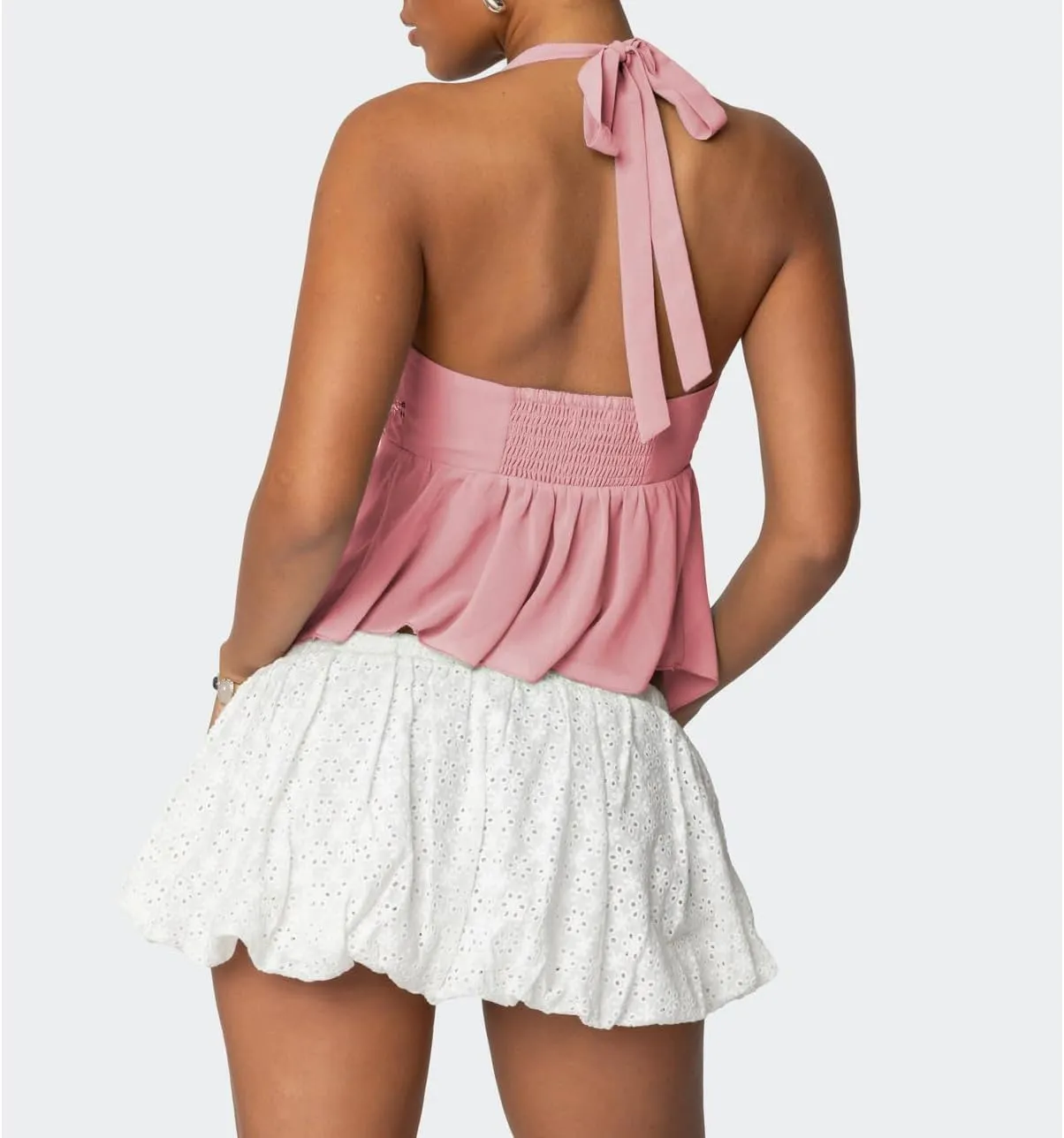 Women Y2K Sequin Cami Tops Sleeveless Scoop Neck Chiffon Patchwork Sparkly Halter Crop Top Split Front Glitter Tank