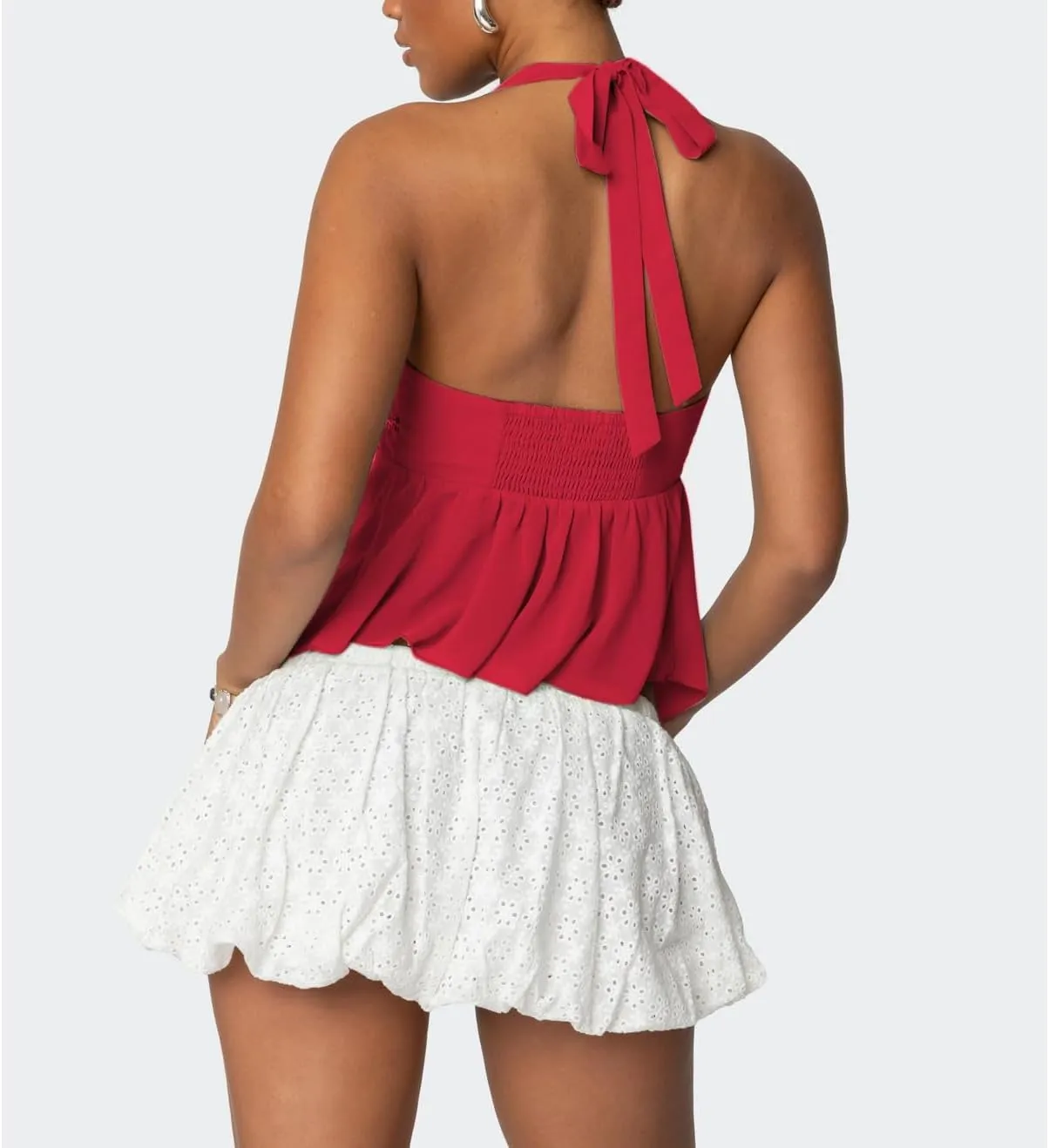 Women Y2K Sequin Cami Tops Sleeveless Scoop Neck Chiffon Patchwork Sparkly Halter Crop Top Split Front Glitter Tank