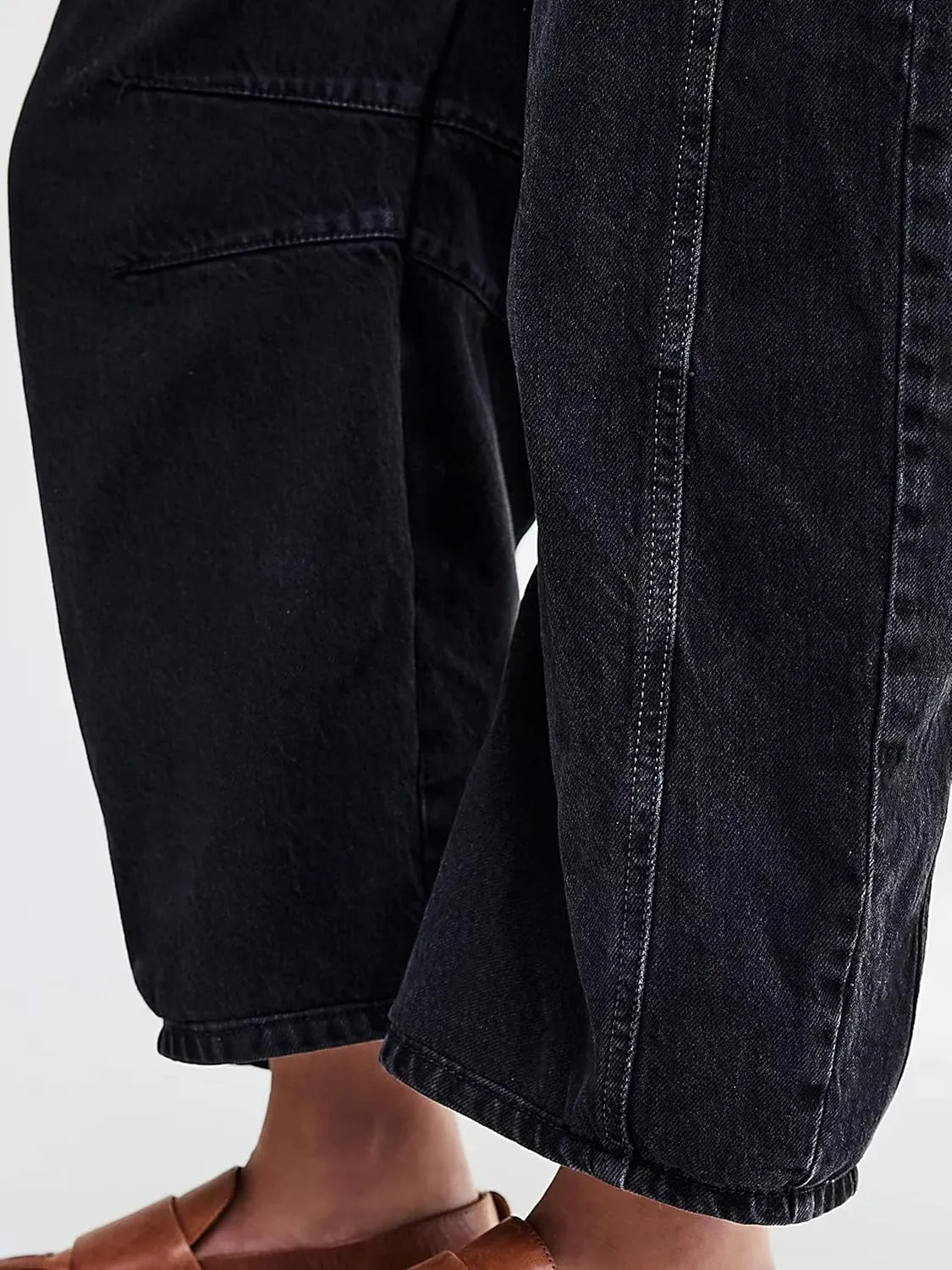 Women's Barrel Jeans Vintage Mid Rise Wide Leg Y2k Baggy Boyfriend Ankle Denim Pants