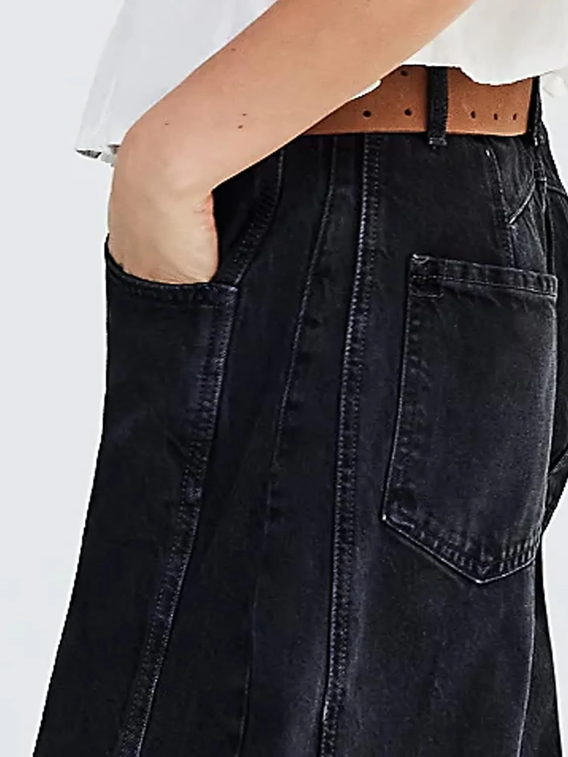 Women's Barrel Jeans Vintage Mid Rise Wide Leg Y2k Baggy Boyfriend Ankle Denim Pants