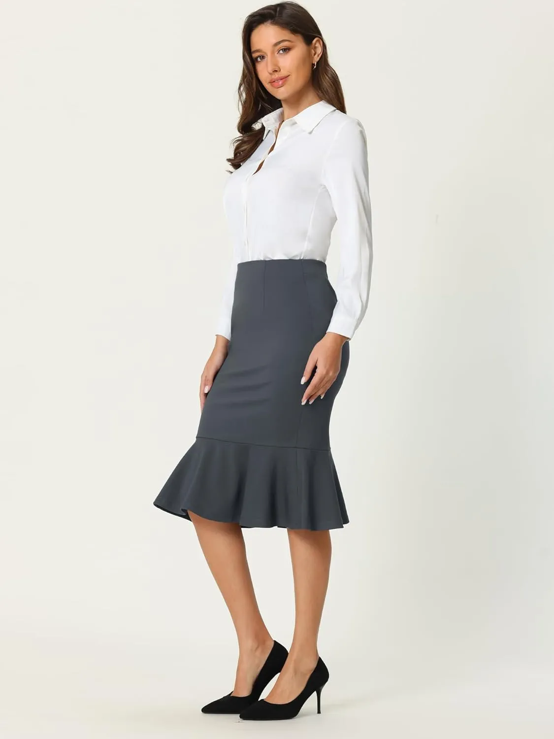 Women's Bodycon Mermaid Skirt High Waist Elegant Work Fishtail Pencil Skirts