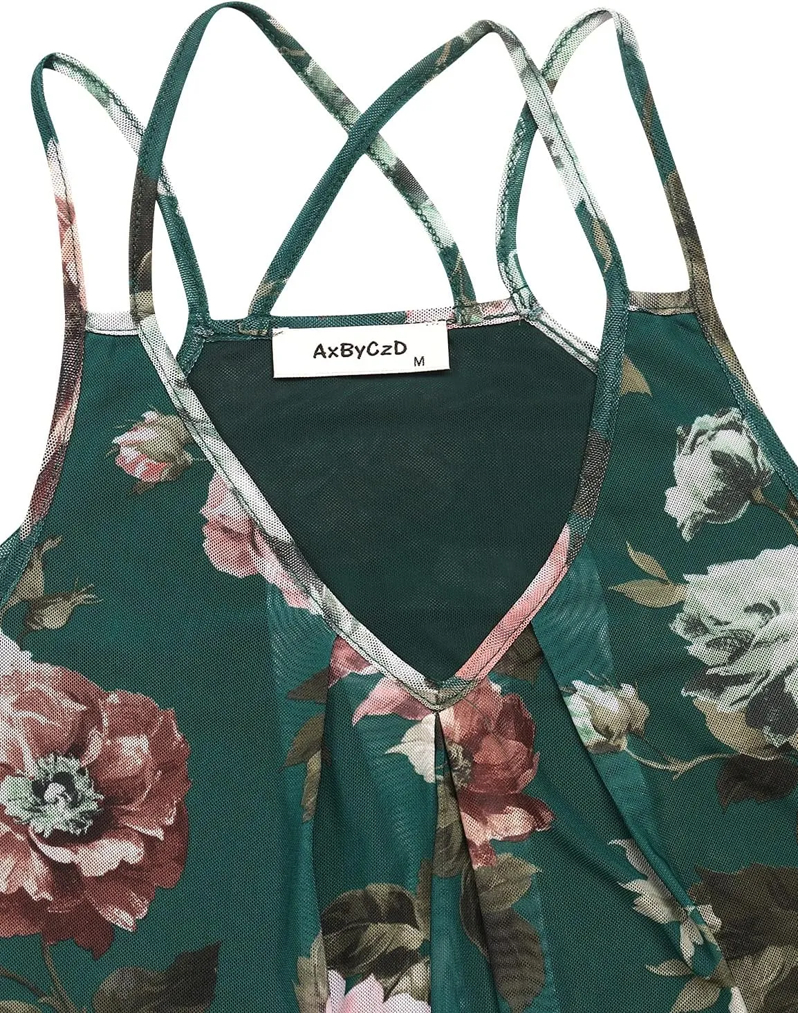 Womens Casual Spaghetti Strap Tank Tops Floral Print Asymmetric Hem Camisoles