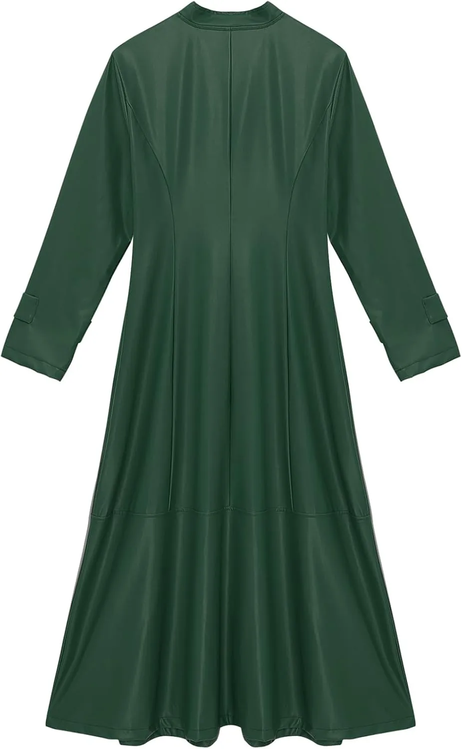 Women's Faux Leather Jacket Trench Coat Fashion Long Sleeves Full Zipper Ankle Length Dress