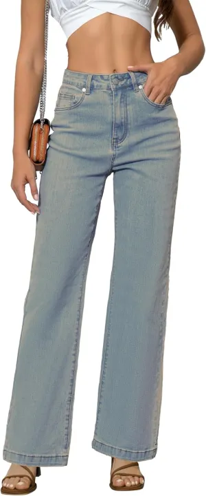 Womens Jeans Mid Waisted Straight Leg Loose Stretchy Lightweight Tummy Control Trendy Jeans for Women 2025 (US, Numeric, 2, Regular, Regular, Medium Vintage Blue)