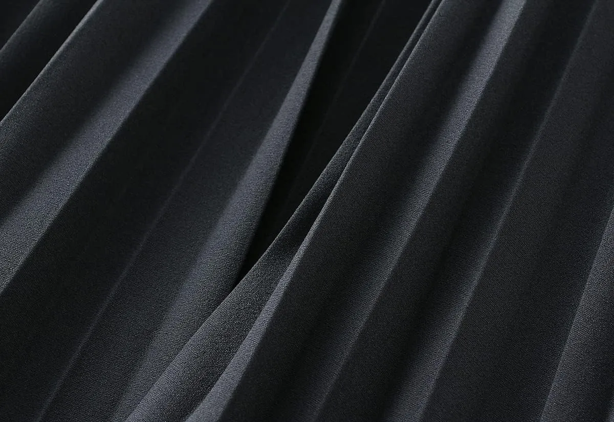 Women's Long Skirt High Waist Elastic Casual Pleated Skirt Wedding Prom Party A-Line Swing Midi Skirt