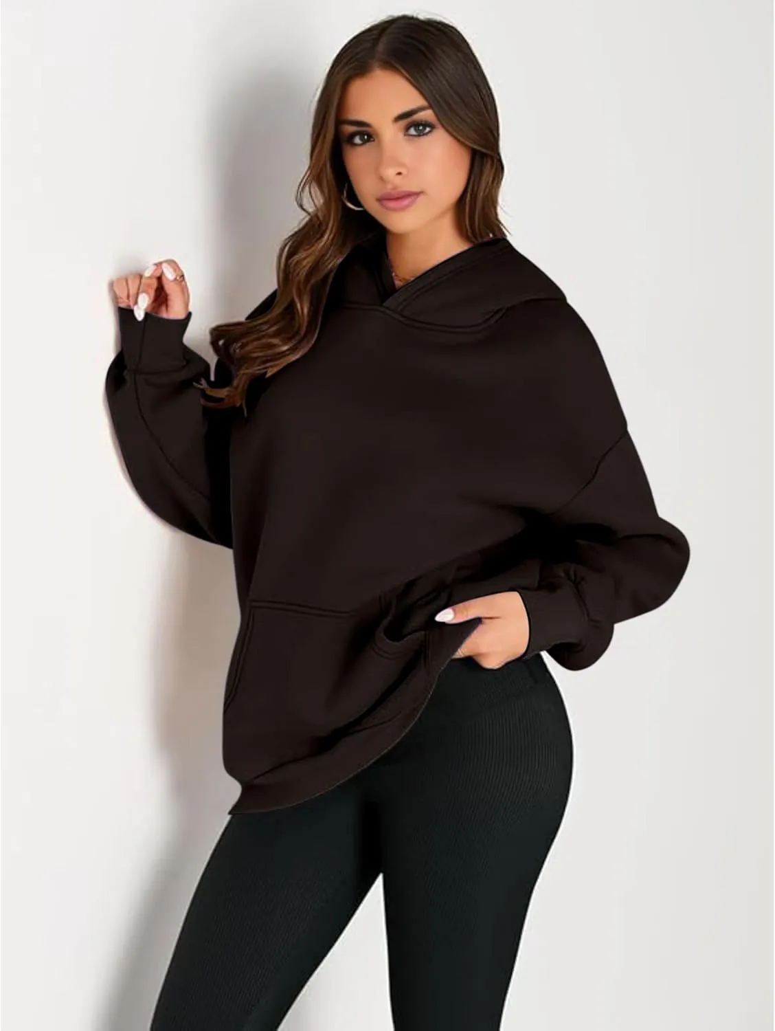 Womens Oversized Hoodie - Long Sleeve Fleece Oversized Pullover Sweatshirt