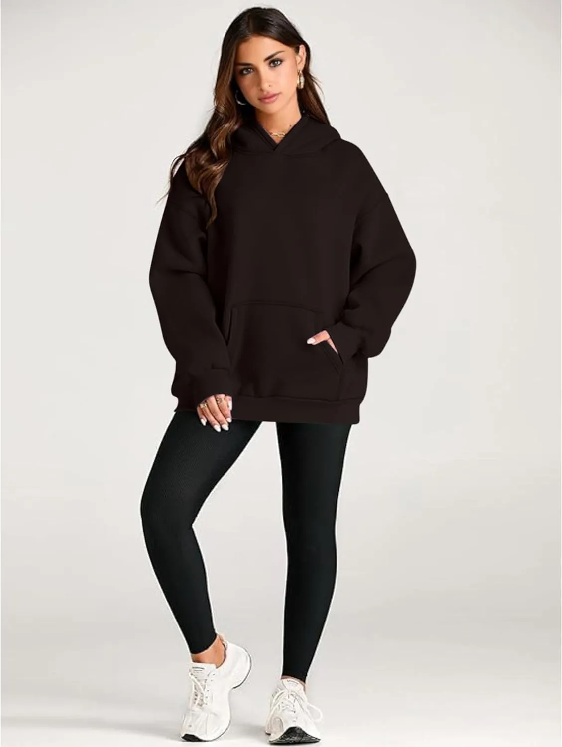 Womens Oversized Hoodie - Long Sleeve Fleece Oversized Pullover Sweatshirt