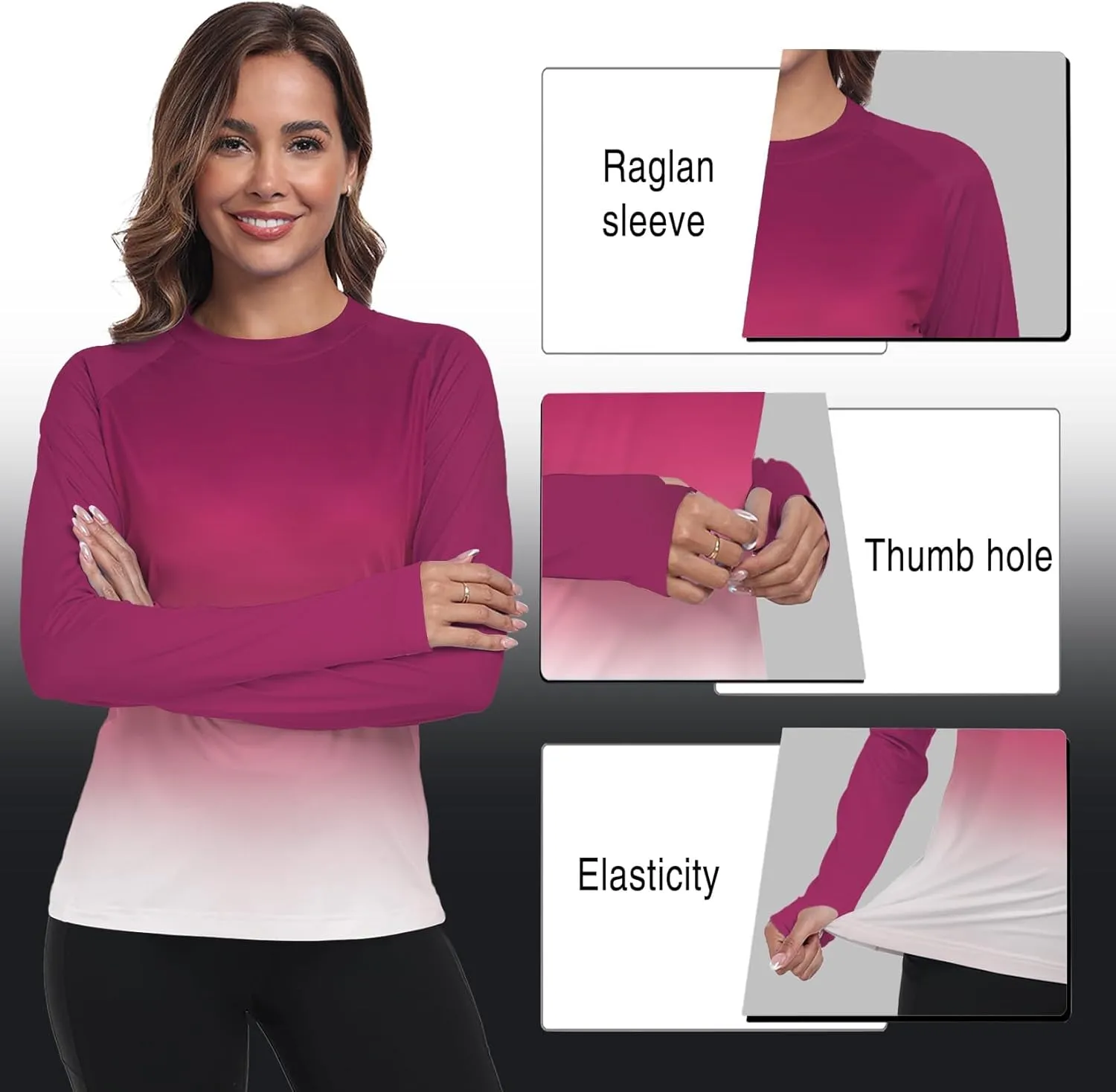 Womens Rash Guard Long Sleeve UPF 50  UV Sun Protection Swim Shirts SPF Quick Dry Lightweight Hiking Workout Tops