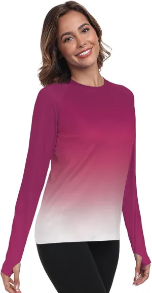 Womens Rash Guard Long Sleeve UPF 50  UV Sun Protection Swim Shirts SPF Quick Dry Lightweight Hiking Workout Tops