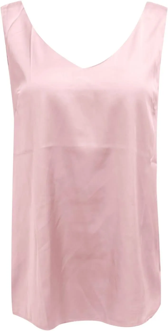 Womens Silk Satin Tank Tops V Neck Casual Cami Sleeveless Camisole Blouses Summer Basic Tank Shirt