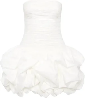 Women's Slash Neck Sleeveless High Waist Mini Dress Solid Spliced Ruffles Slimming Dresses