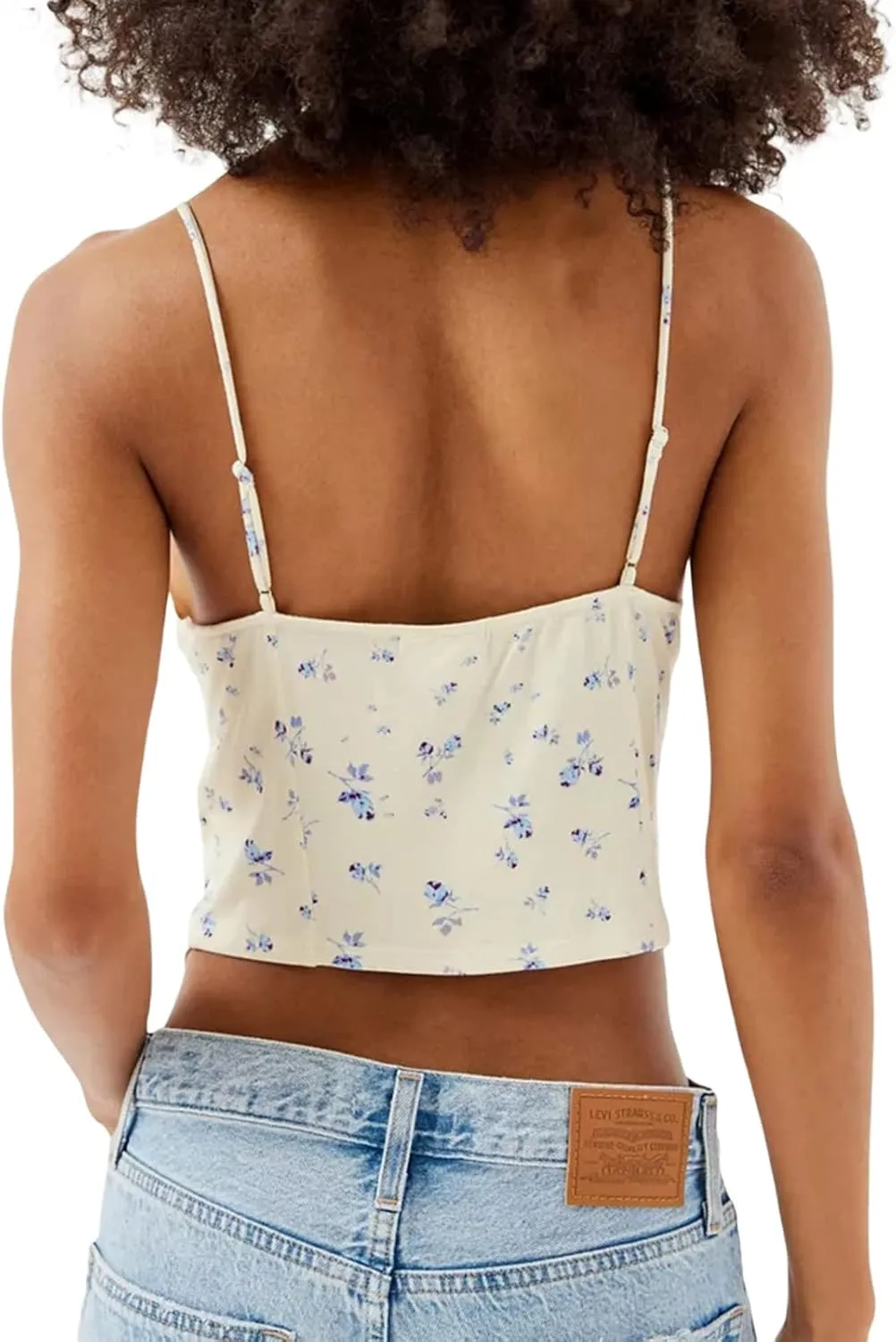 Women's Sleeveless Lace Trim V-Neck Tie Up Camisoles Spaghetti Straps Ruffle Y2K Bustier Tops