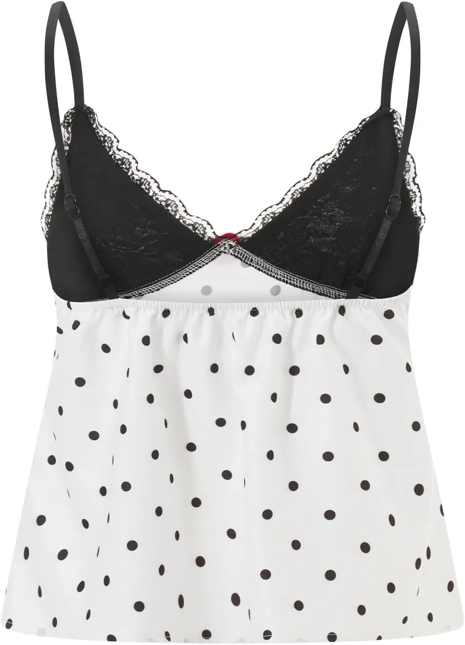 Y2K Tank Tops Women Polka Dot Cami Shirt Lace Trim Sleeveless V Neck Camisoles Sexy Backless Spaghetti Strap Crop Top