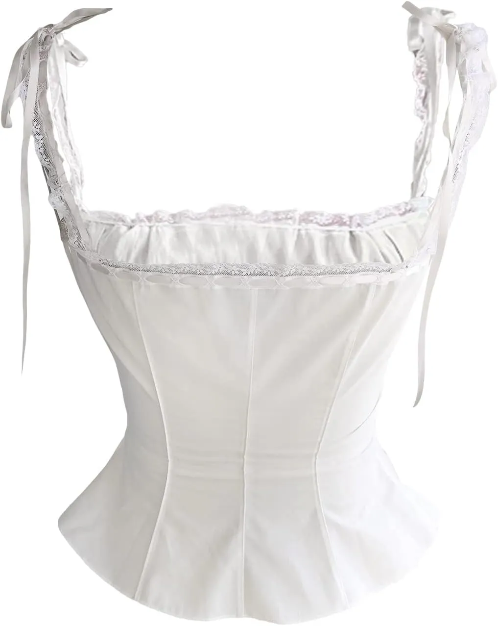 Yoawdats Women's Y2K Lace Camisoles Sleeveless Tie-Up Spaghetti Strap Backless Tank Tops Streetwear Summer Buttons Crop Tops
